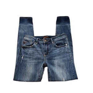 Dear John Mid-Rise Distressed Cuffed Skinny Jeans